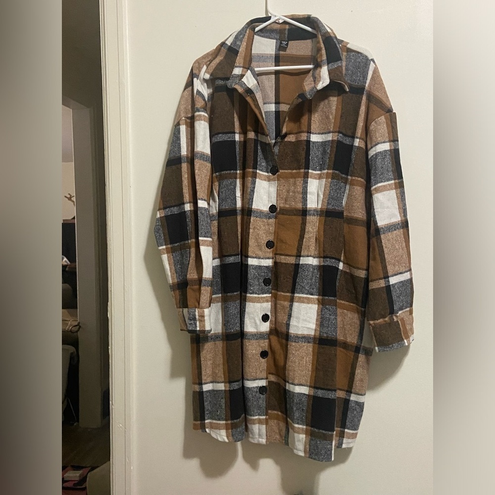 NWOT SHEIN size 2xl flannel long shirt/tunic p4
